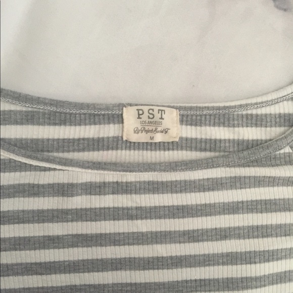 PST Project Social T stripe crop sleeve t-shirt - Picture 2 of 3